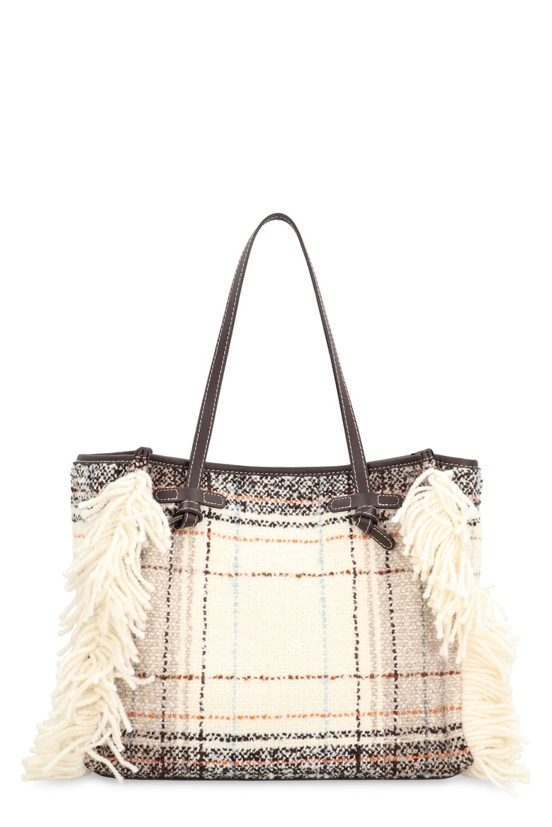 gianni chiarini marcella shopper bag in plaid-effect fabric mixed colors magnetic closure by Selfnex