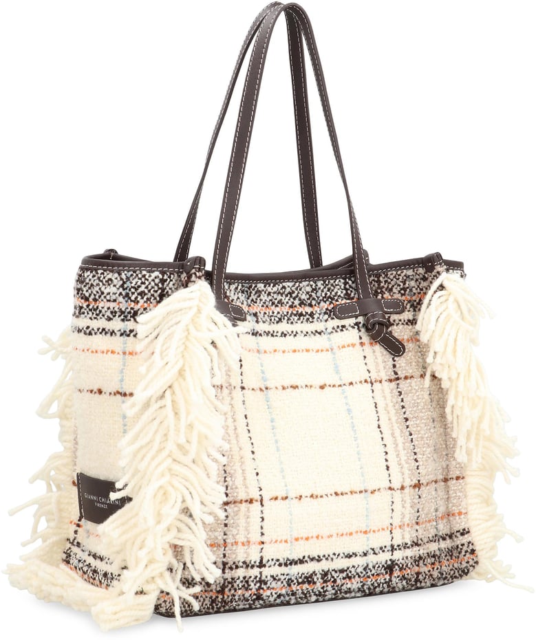 gianni chiarini marcella shopper bag in plaid-effect fabric mixed colors magnetic closure by Selfnex