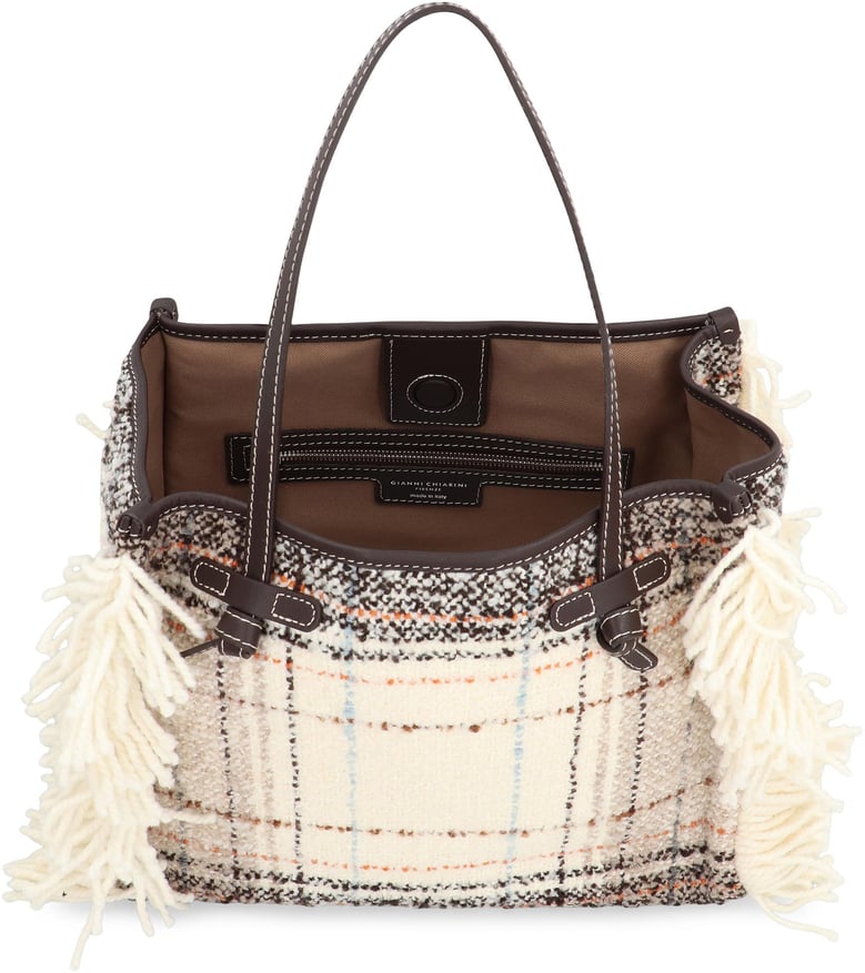 gianni chiarini marcella shopper bag in plaid-effect fabric mixed colors magnetic closure by Selfnex