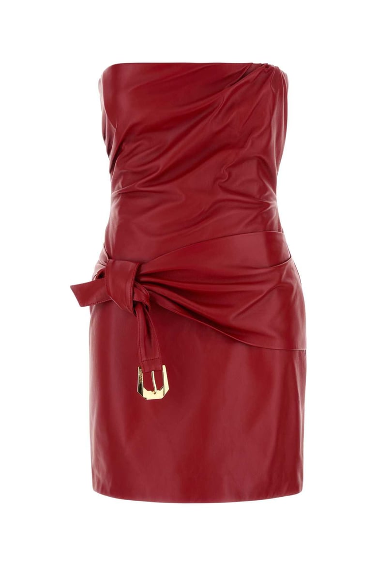 leather strapless mini dress by Selfnex