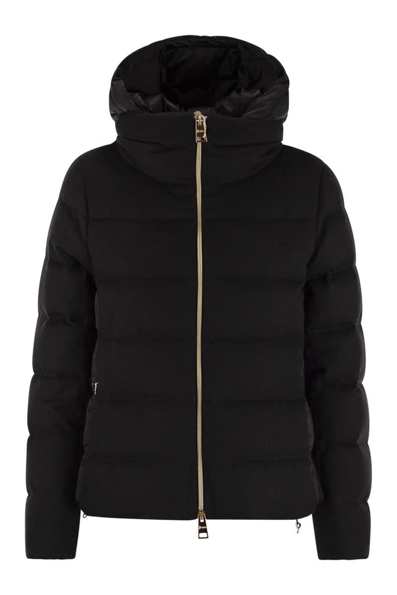 resort silk and cashmere down jacket by Selfnex