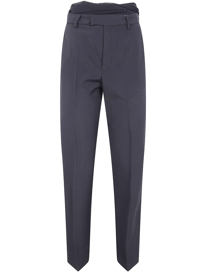 black polyester virgin wool pants by Selfnex