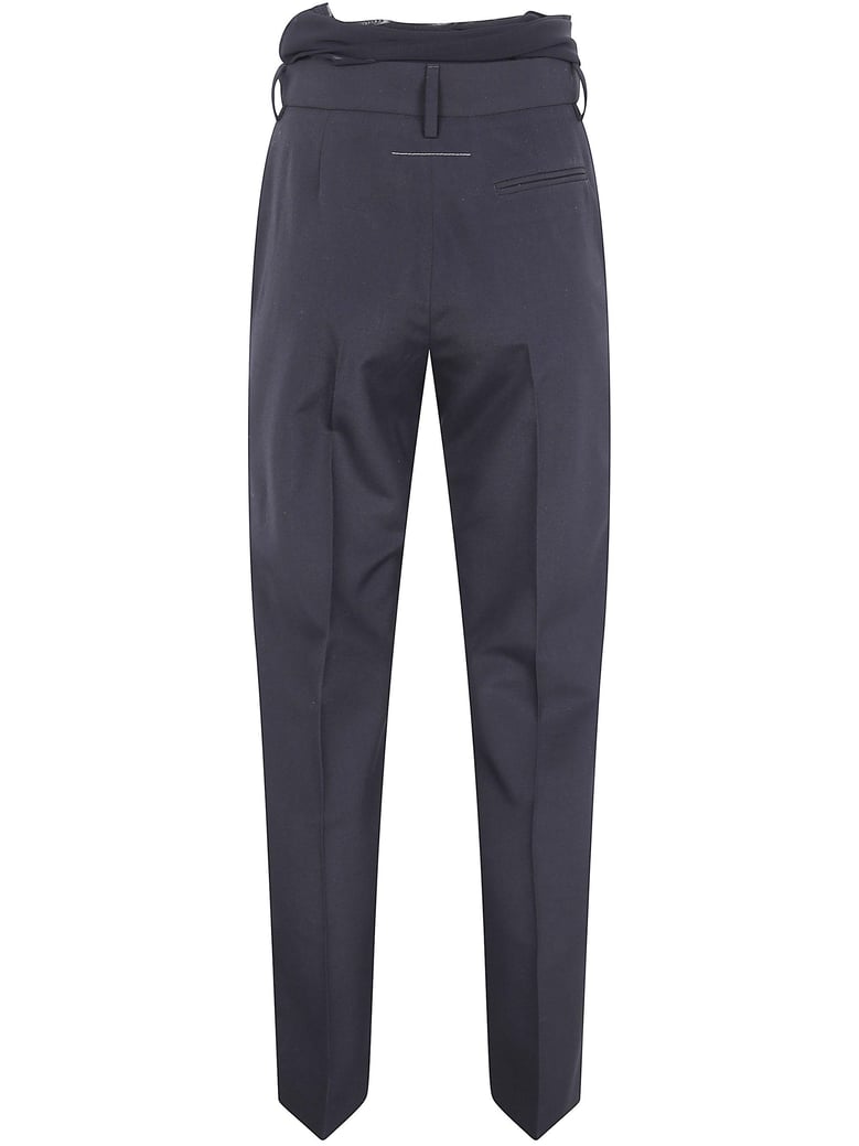 black polyester virgin wool pants by Selfnex