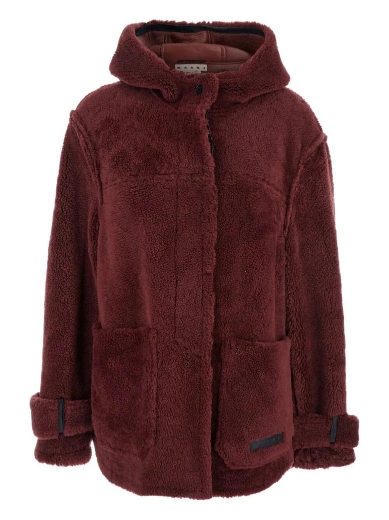 logo patch hooded coat by Selfnex