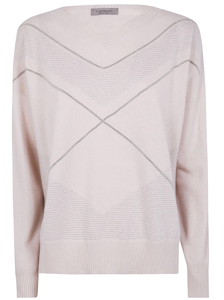 v neck intarsio lux sweater by Selfnex