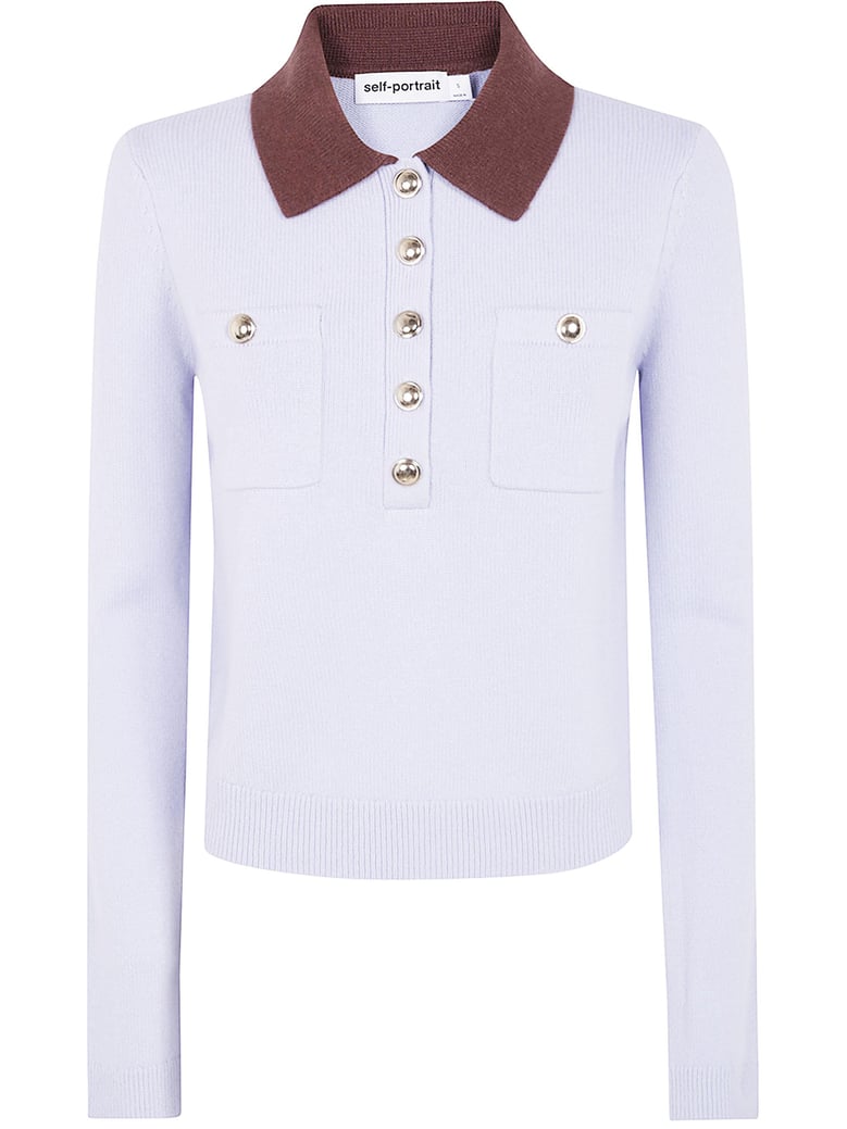 contrast collar knit top by Selfnex