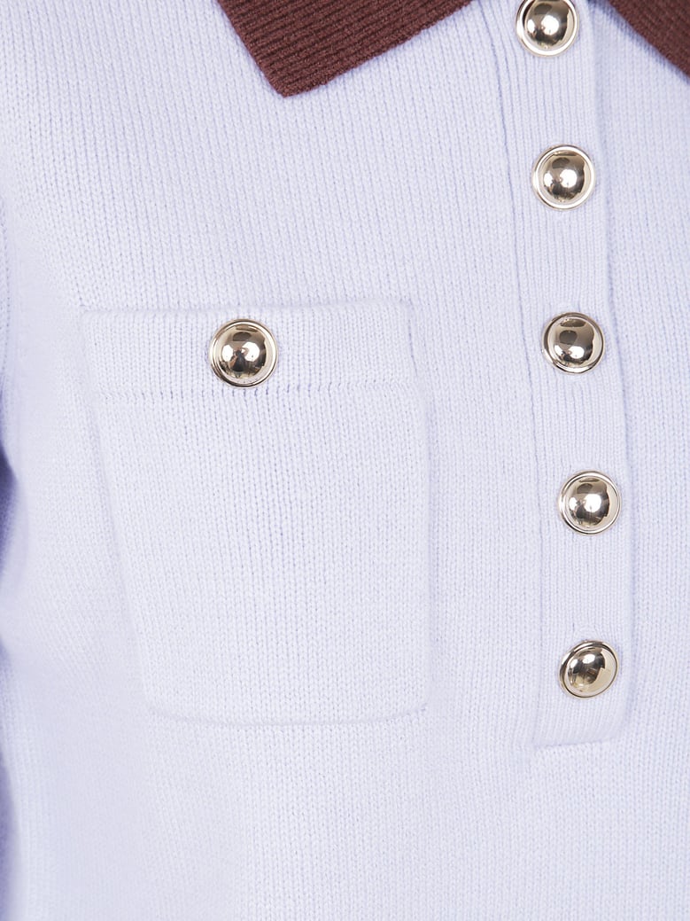 contrast collar knit top by Selfnex