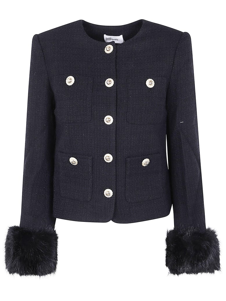 boucle fur cuff jacket by Selfnex