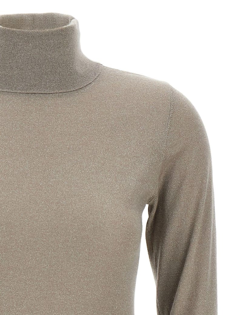 sparkling cashmere and silk lightweight turtleneck sweater by Selfnex