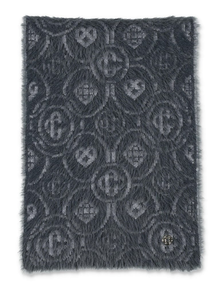 grey merino wool blend fluffy monogram scarf by Selfnex