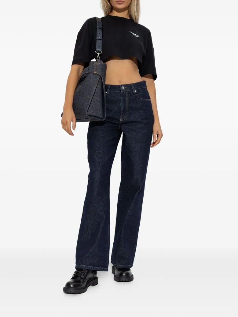 cropped fit t-shirt in cotton with givenchy stamp print by Selfnex