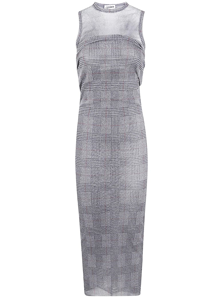 mesh long dress double layer printed body shadow and prince of wales by Selfnex