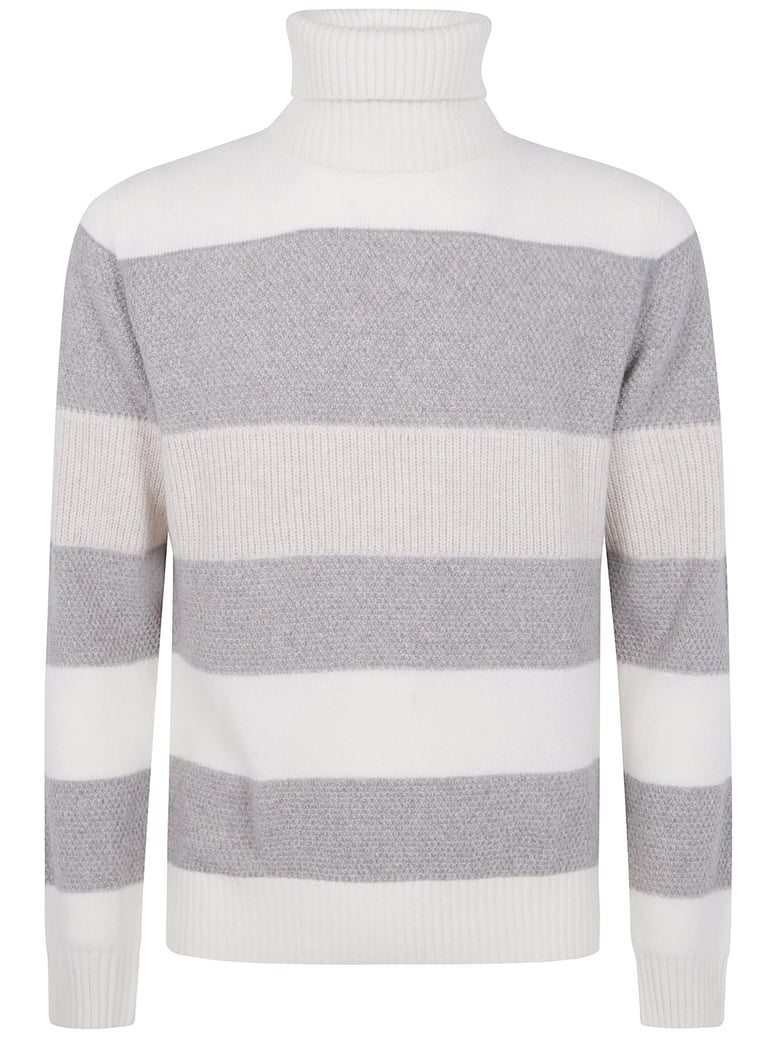 turtle neck orizontal stripes sweater by Selfnex