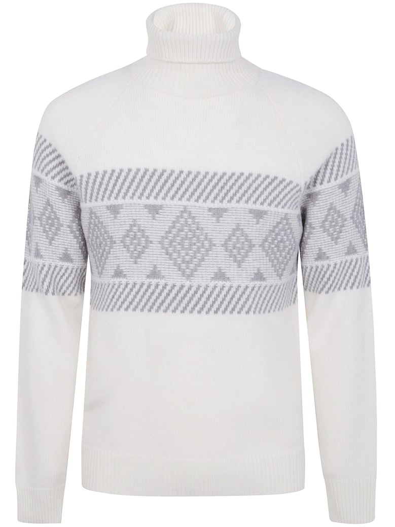 turtle neck central embroider sweater by Selfnex