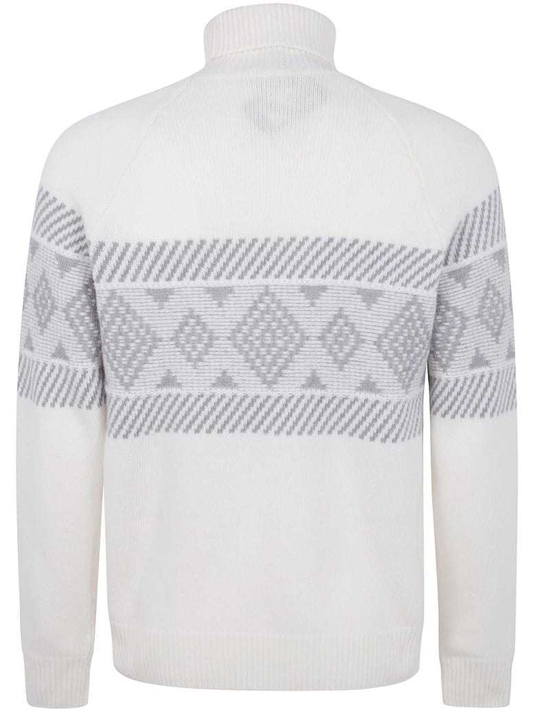 turtle neck central embroider sweater by Selfnex
