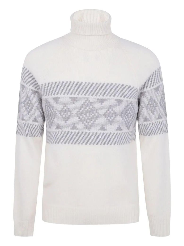 turtle neck central embroider sweater by Selfnex