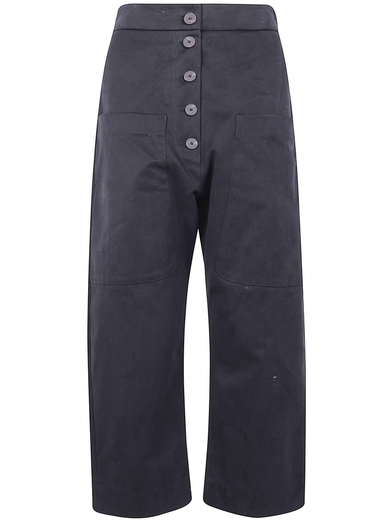 rounded drop crotch trousers by Selfnex