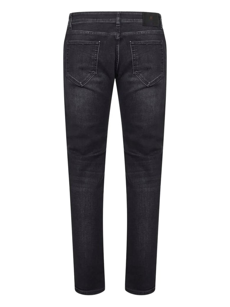 black stretch denim swing jeans by Selfnex