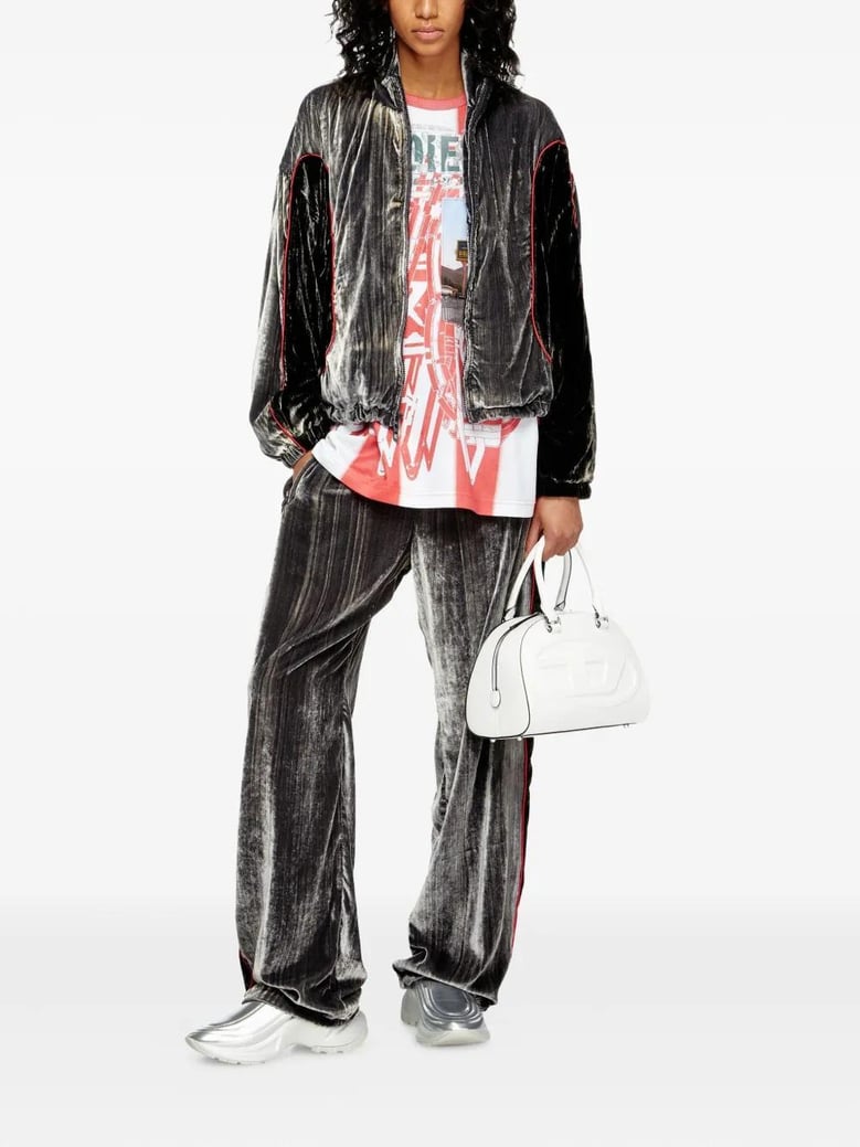 two-tone velvet f-riffin sweatshirt by Selfnex