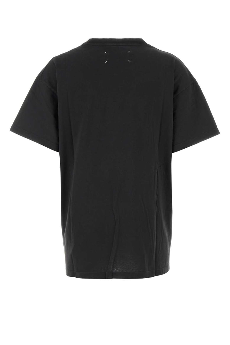 maison margiela blingo short-sleeved black cotton t-shirt graphic on the front four-stitch detail on the back by Selfnex