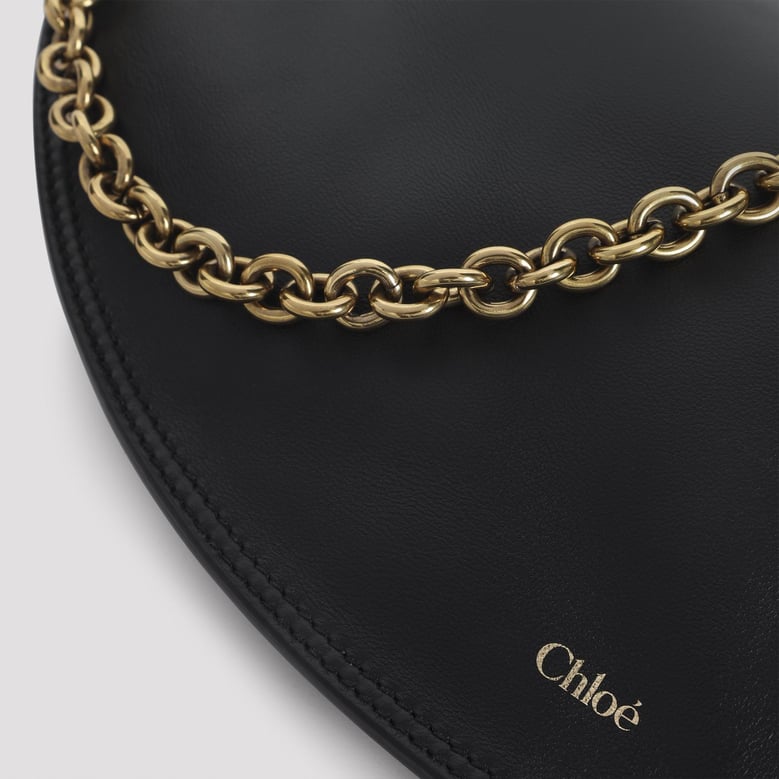 black half moon bag gold chain logo by Selfnex