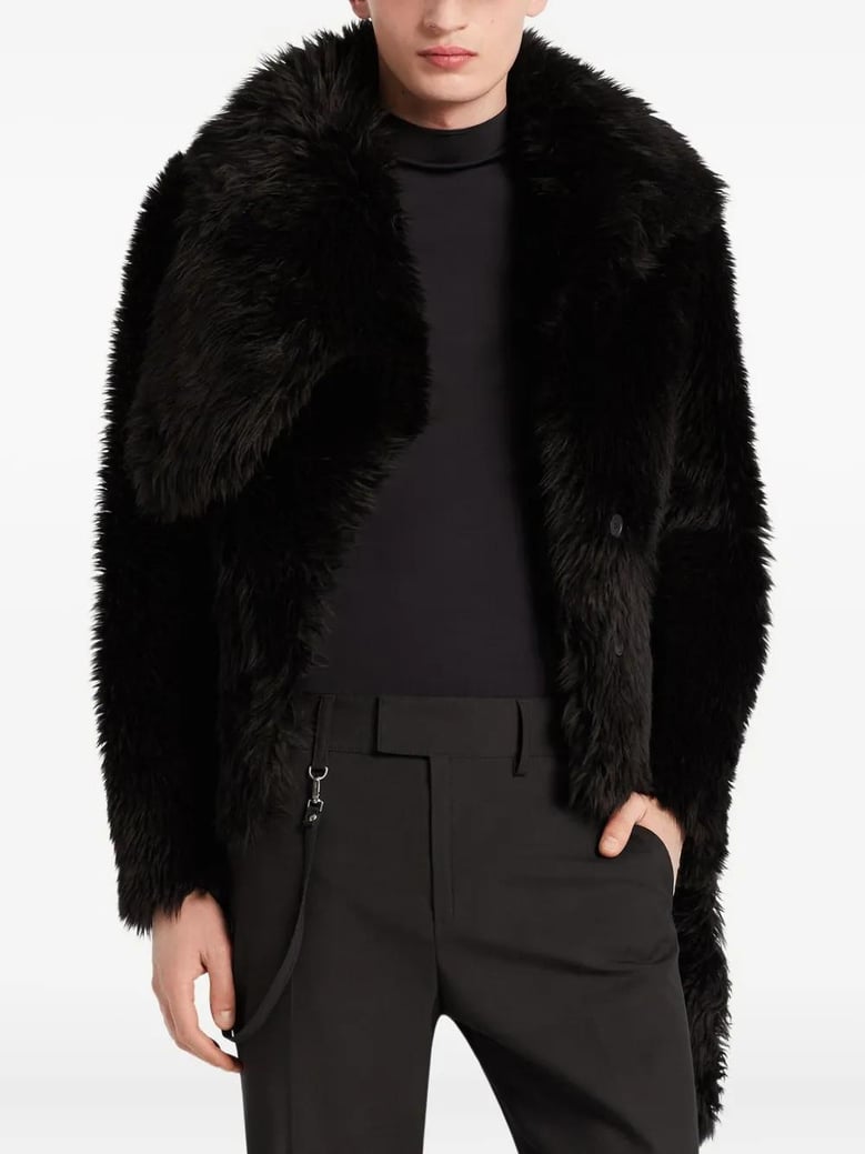 black lamb skin coat by Selfnex