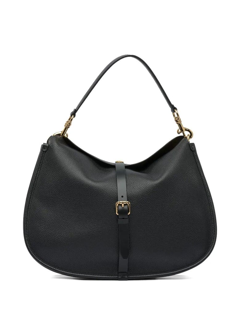 buckle-fastening extra-large leather shoulder bag by Selfnex