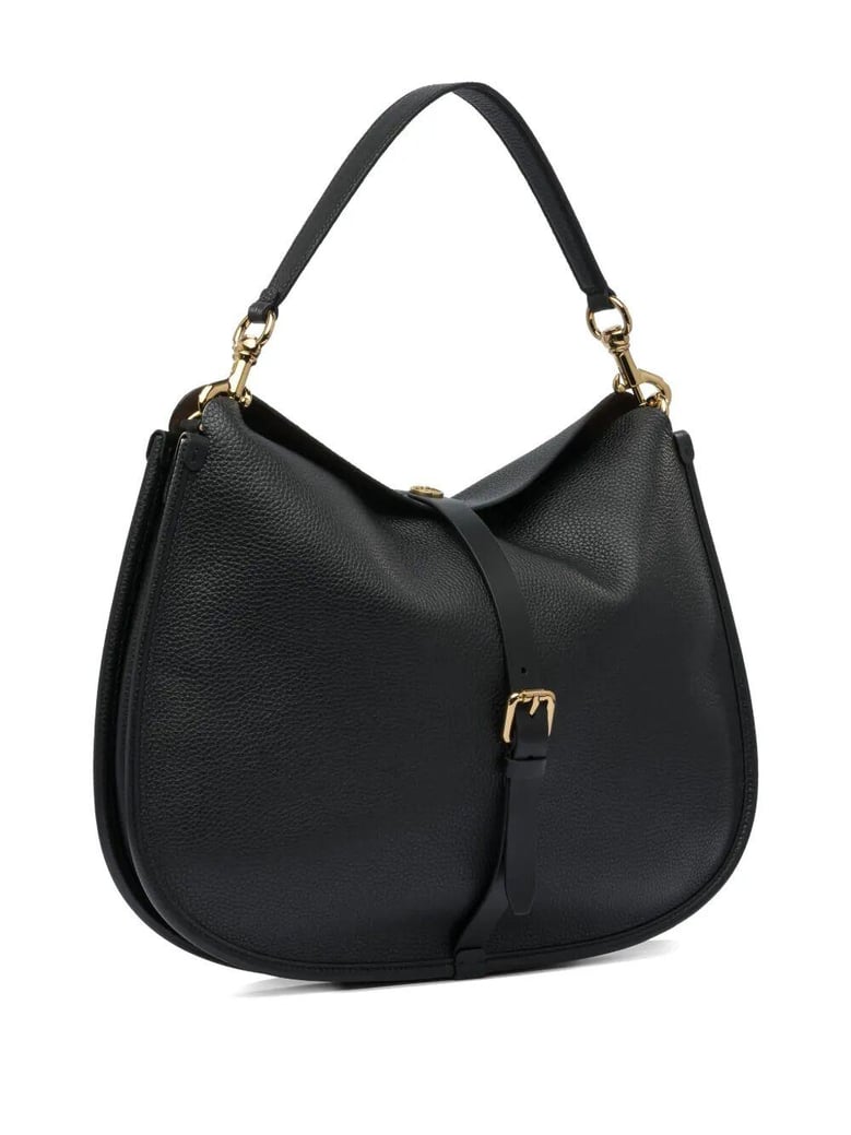 buckle-fastening extra-large leather shoulder bag by Selfnex