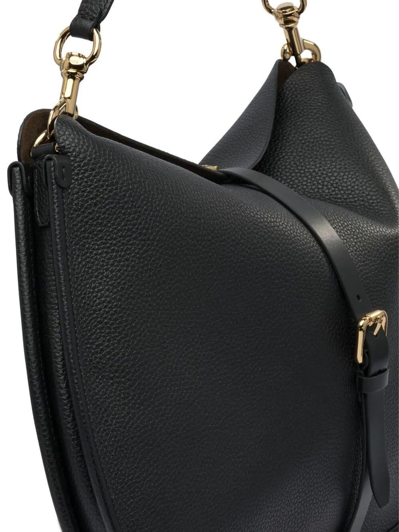 buckle-fastening extra-large leather shoulder bag by Selfnex