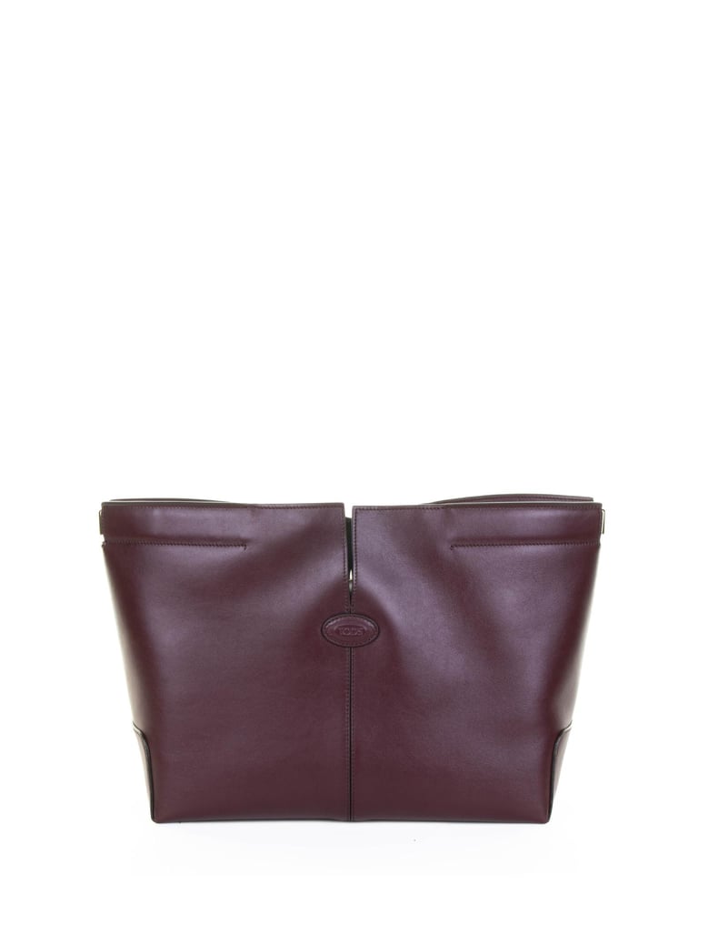 red medium-small leather folio bag by Selfnex