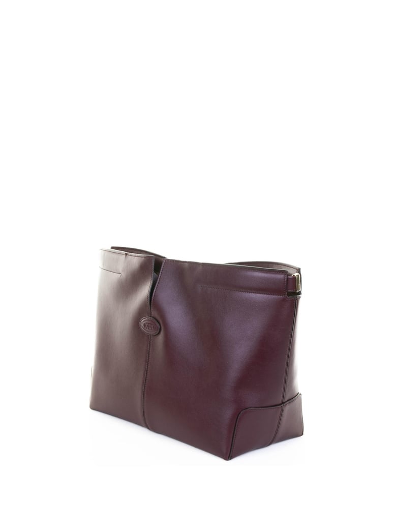 red medium-small leather folio bag by Selfnex