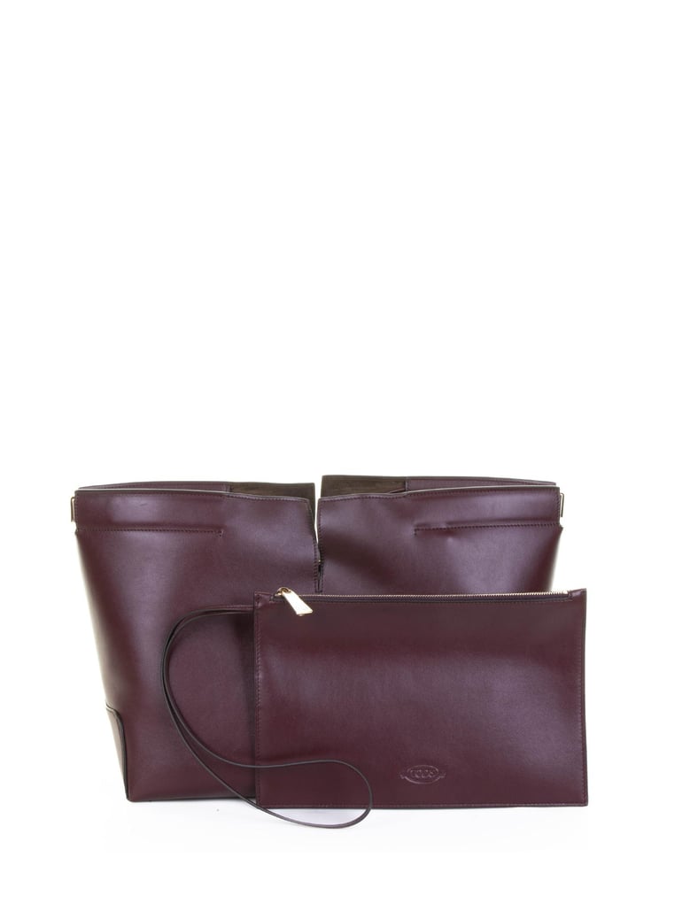 red medium-small leather folio bag by Selfnex