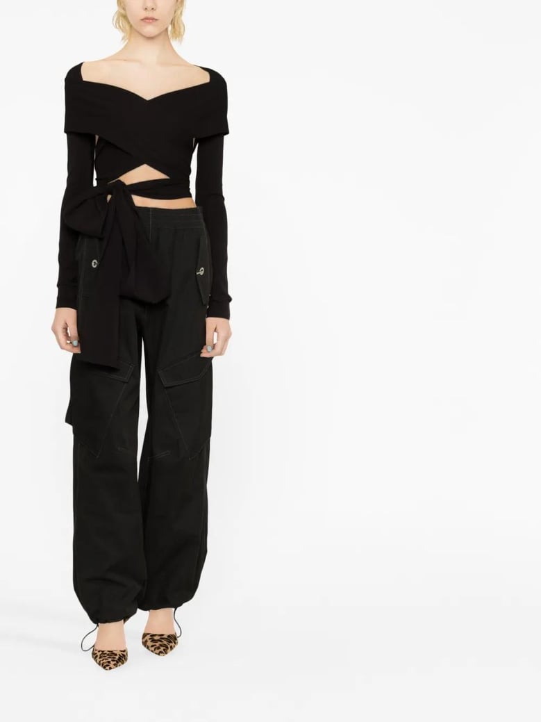 black top with boat neckline by Selfnex