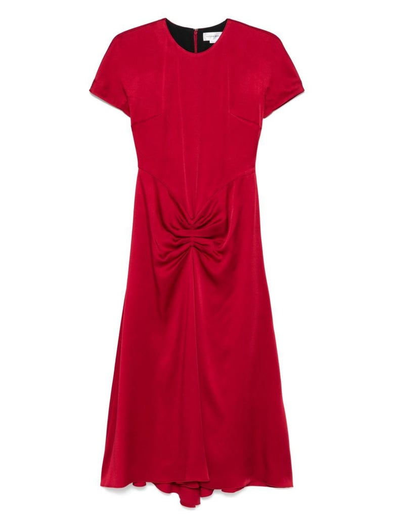 red crew neck dress by Selfnex