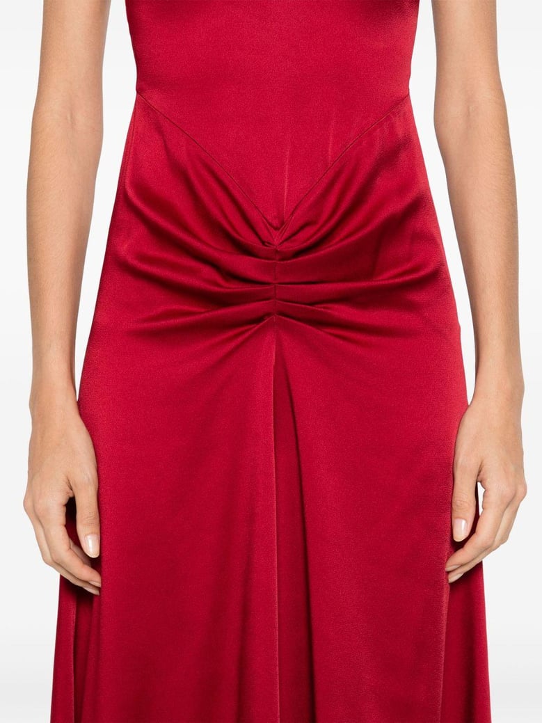red crew neck dress by Selfnex