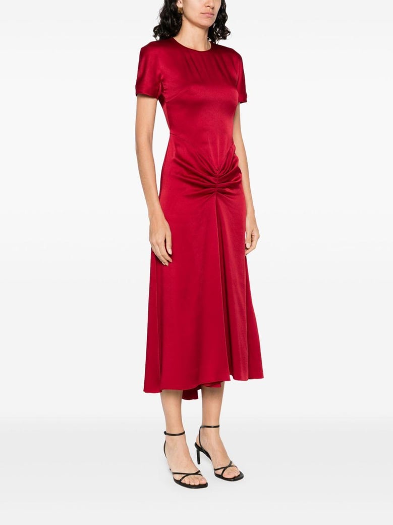 red crew neck dress by Selfnex