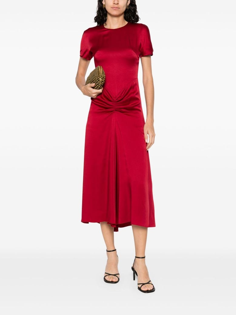 red crew neck dress by Selfnex