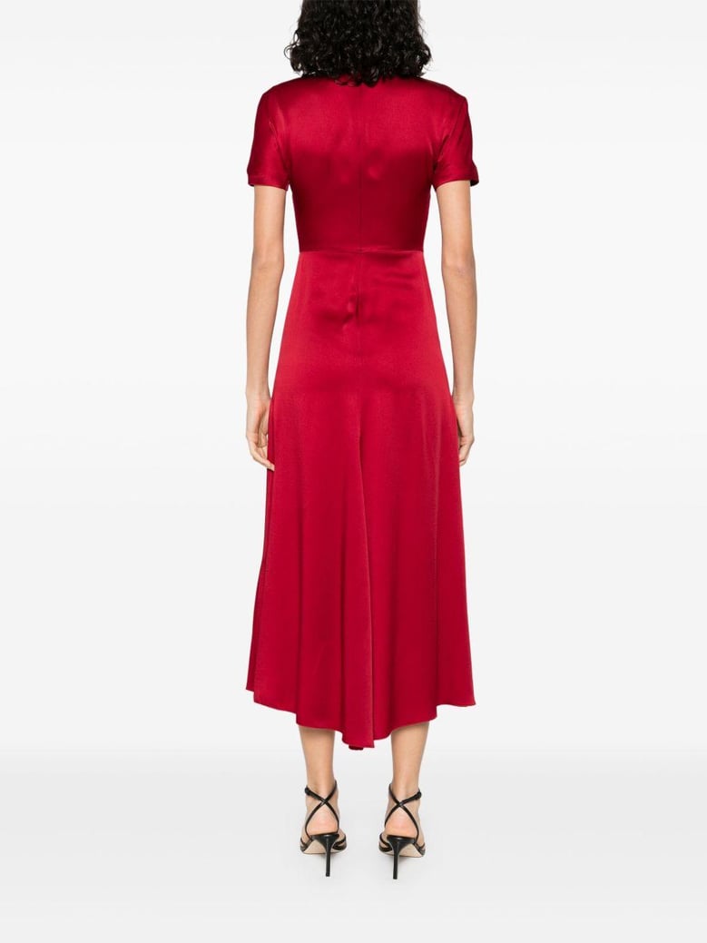 red crew neck dress by Selfnex