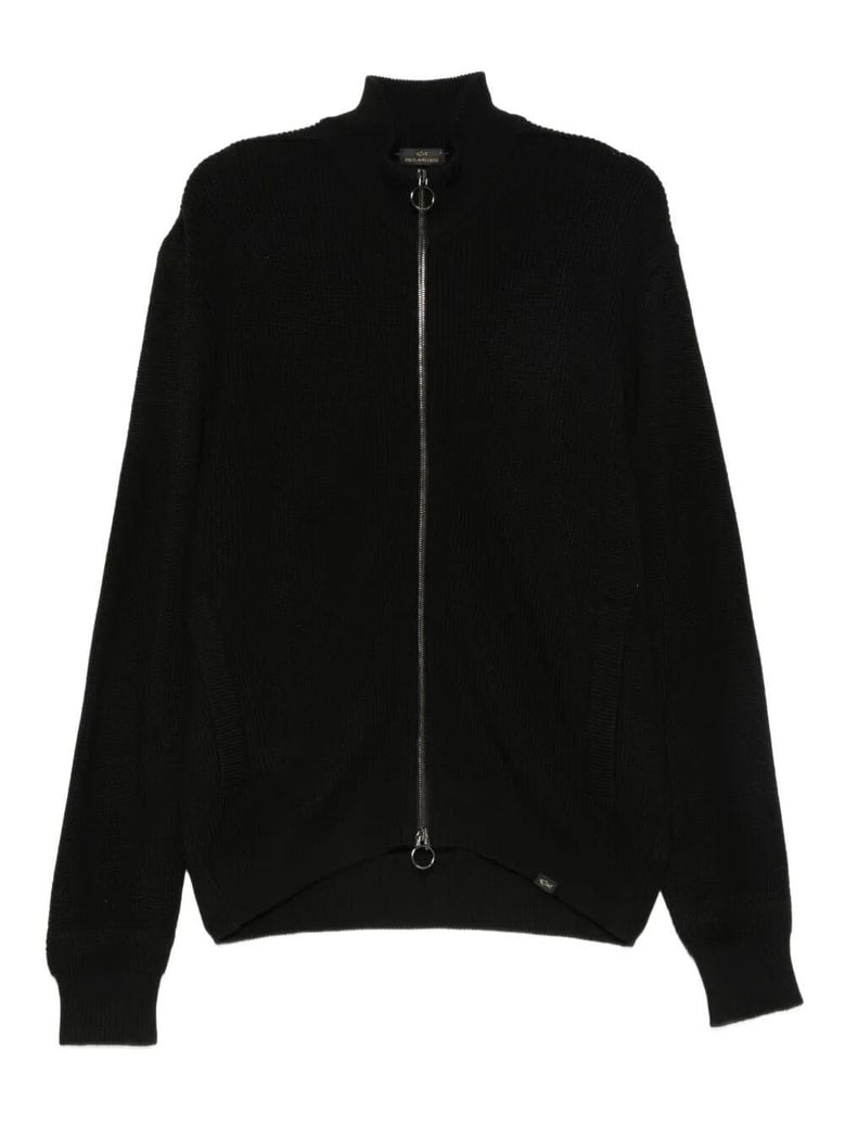 ribbed zip-up high-neck cardigan by Selfnex