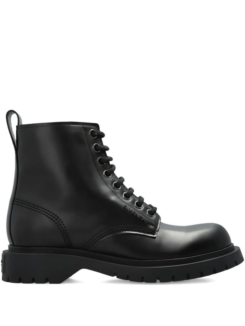 black leather ankle boots by Selfnex