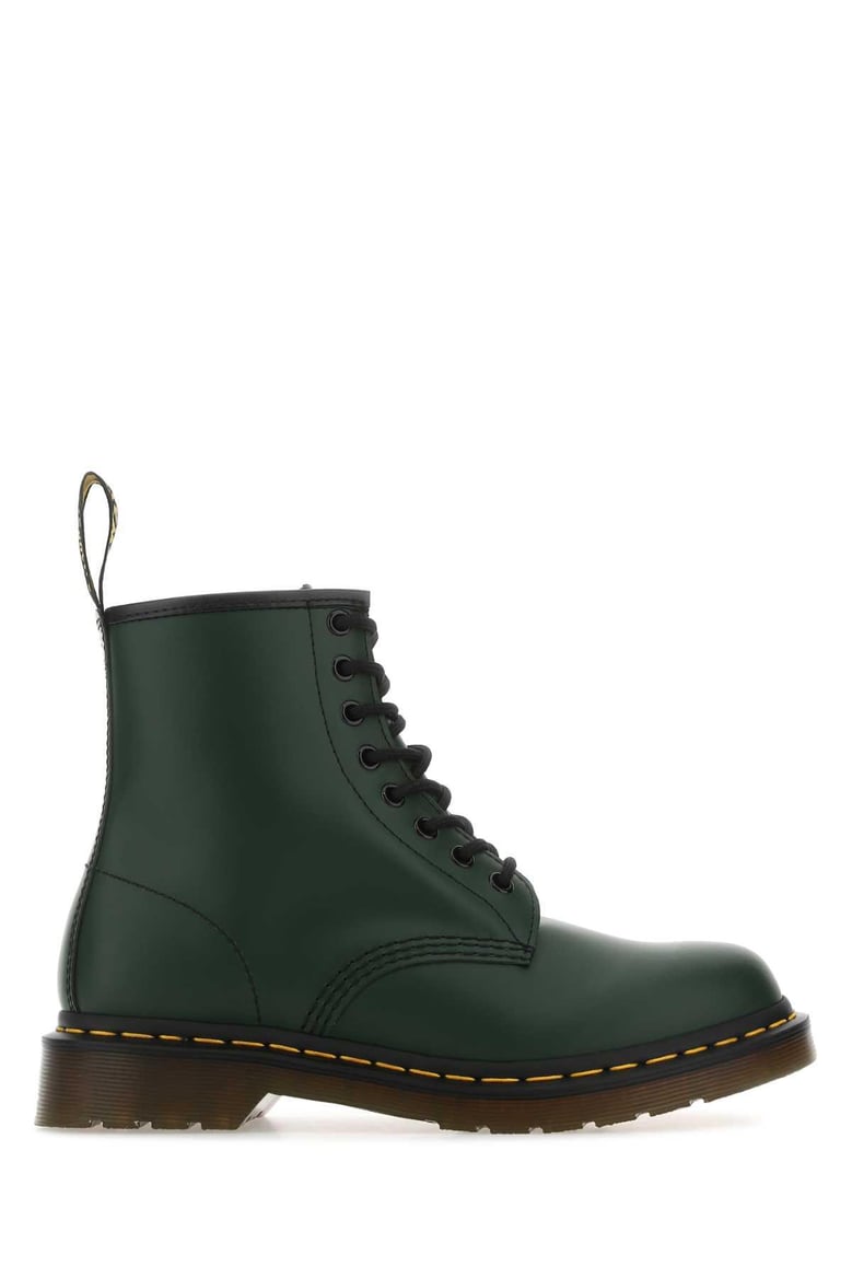 bottle green leather 1460 ankle boots by Selfnex