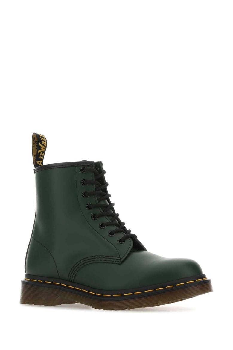 bottle green leather 1460 ankle boots by Selfnex