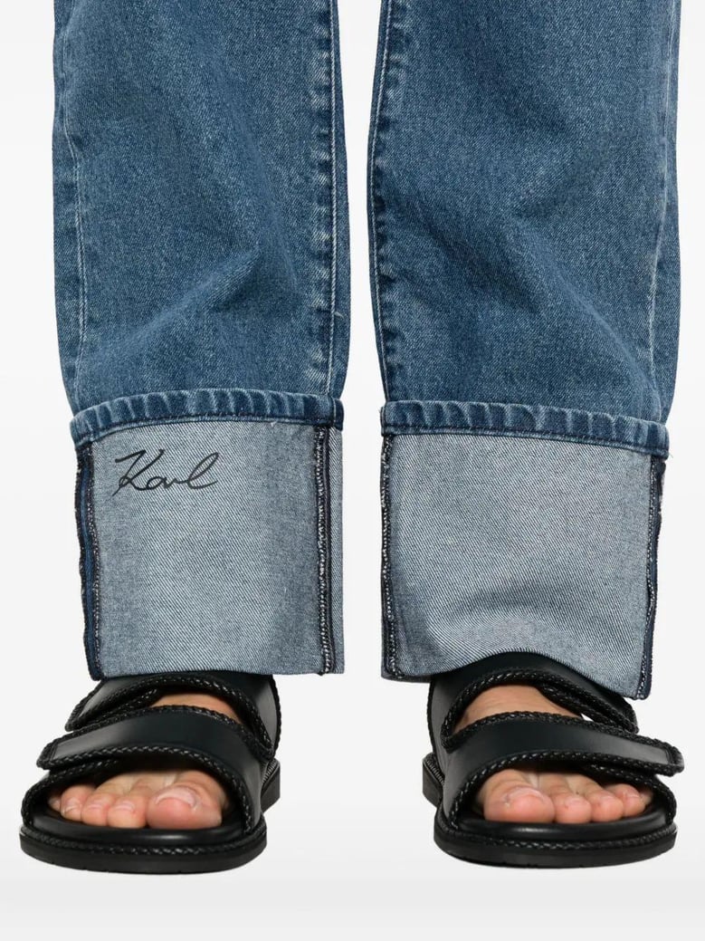 straight denim pants by Selfnex
