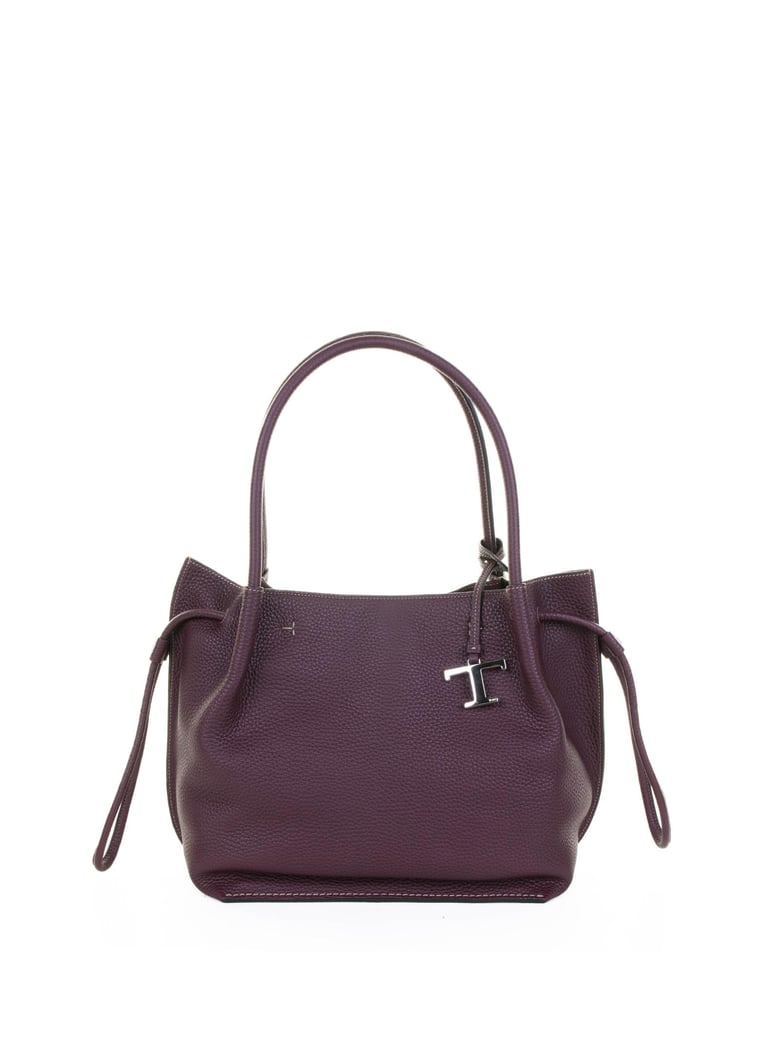 tod s medium bucket bag brown in cowhide drawstring closure with magnets removable t timeless pendant in metal by Selfnex
