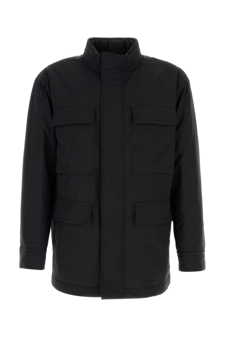 black wool blend padded jacket by Selfnex