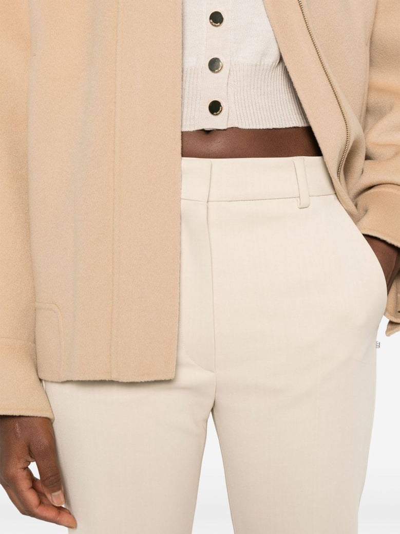 ivory tailored belt loops trousers by Selfnex