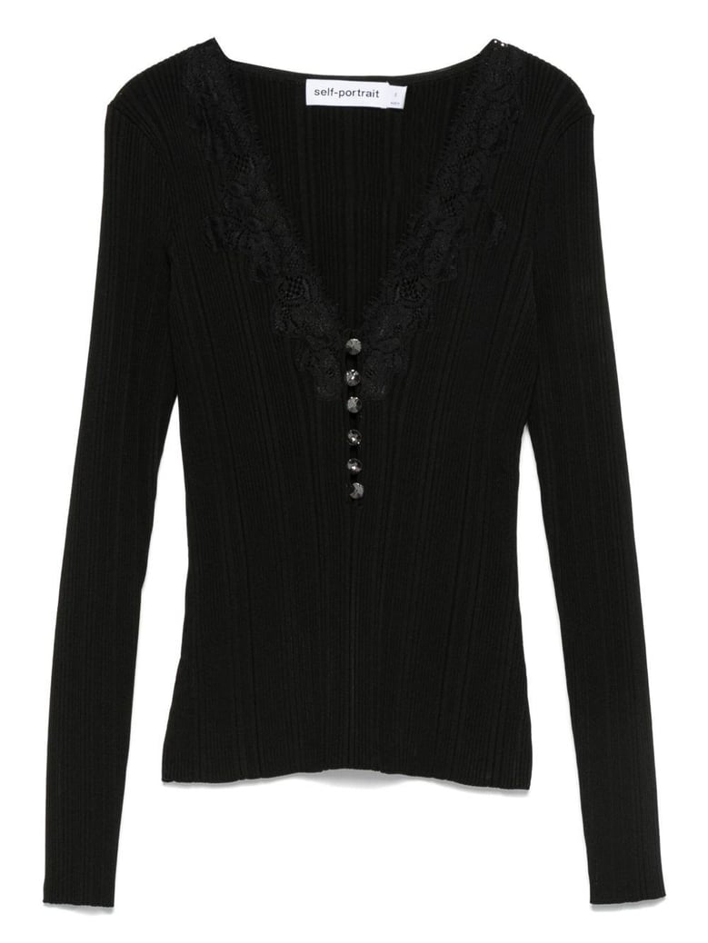 black button front sweater by Selfnex