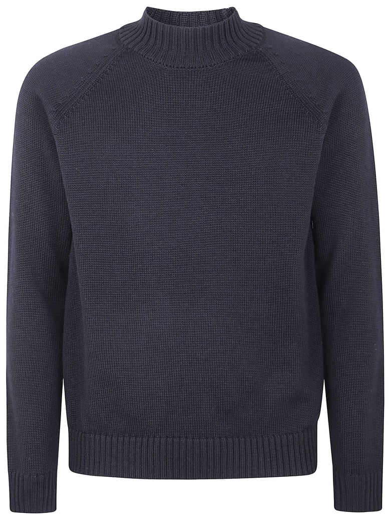 stockinette stitch slim fit raglan sleeved mock neck sweater by Selfnex