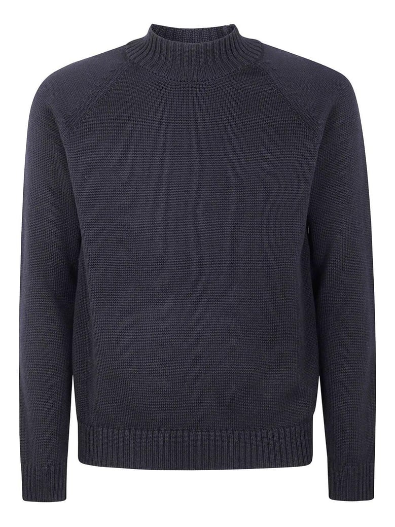 stockinette stitch slim fit raglan sleeved mock neck sweater by Selfnex