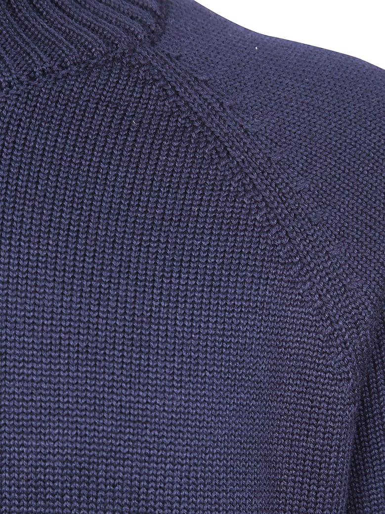 stockinette stitch slim fit raglan sleeved mock neck sweater by Selfnex